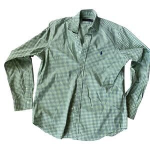 Polo Ralph Lauren Men's Medium Long Sleeve Button Down Shirt Green Blue